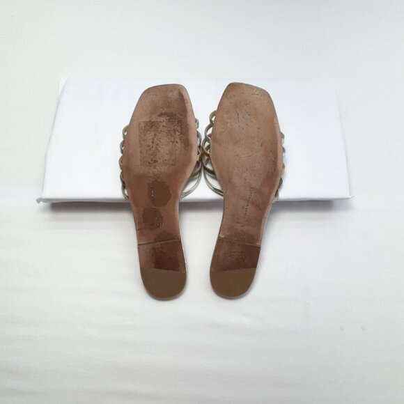 Veronica Beard Mazon Platinum Gold Flat Sandals - WITH BOX & DUST COVER - Picture 6 of 8
